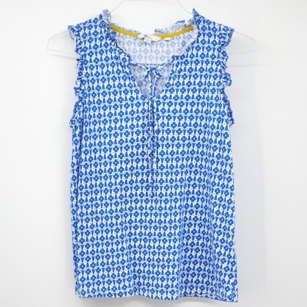 Boden Blue and White Patterned Blouse “Olive”